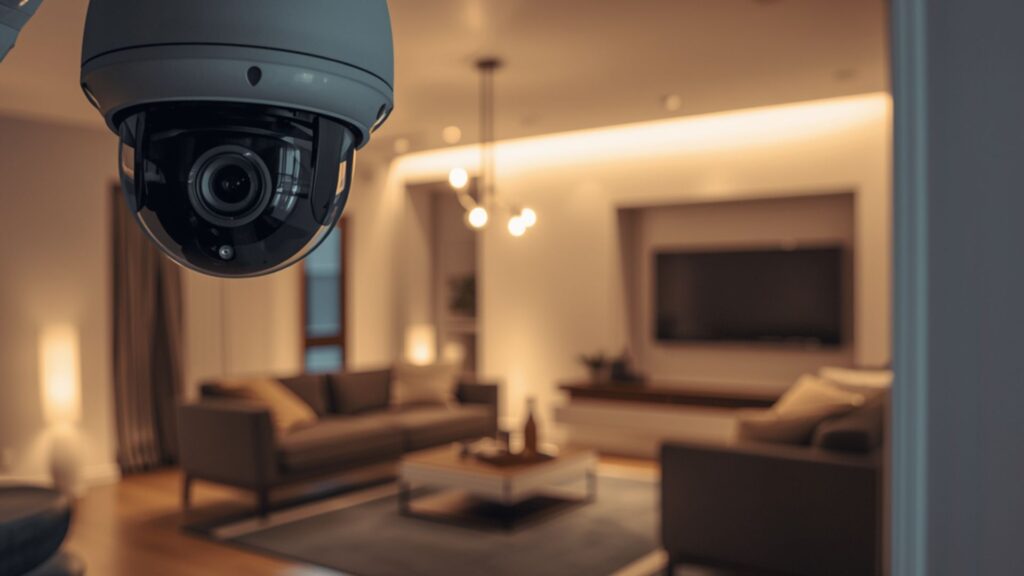 câmera de segurança instalada em uma casa.
